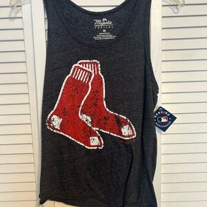 Majestic Charcoal Tank with Red Sox Design